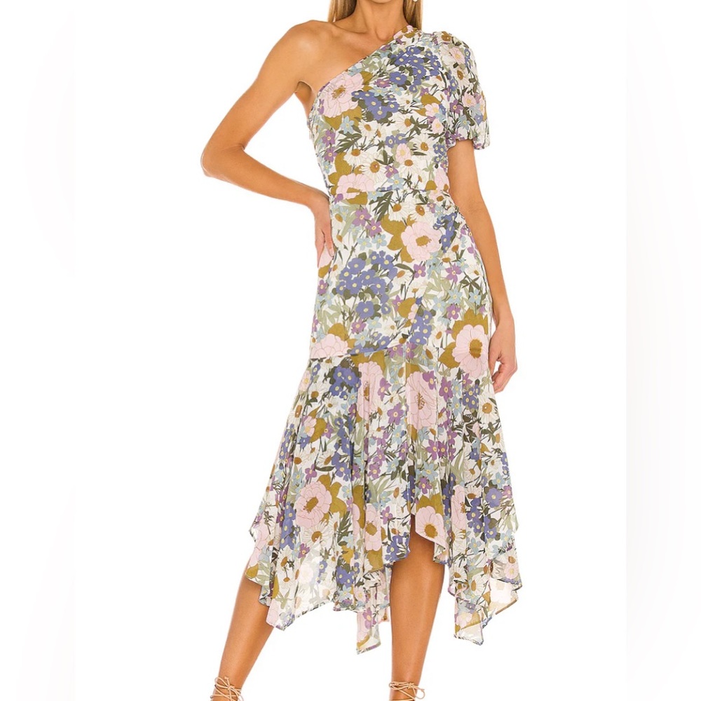Astr the label one shoulder Santorini dress in retro floral
